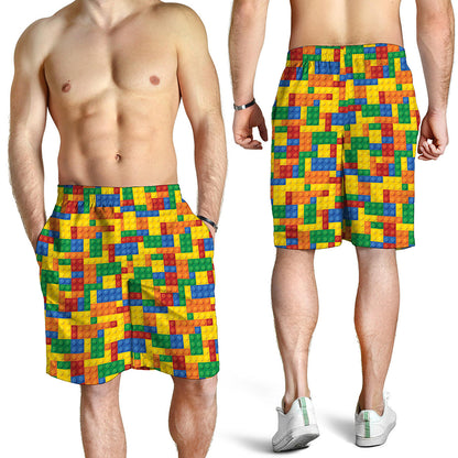 Plastic Building Blocks Pattern Print Men's Shorts