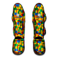 Plastic Building Blocks Pattern Print Muay Thai Shin Guards