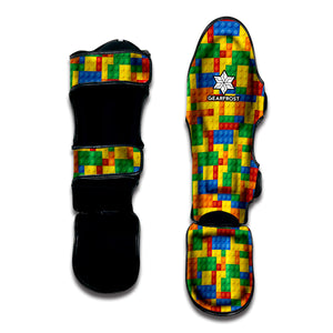 Plastic Building Blocks Pattern Print Muay Thai Shin Guard