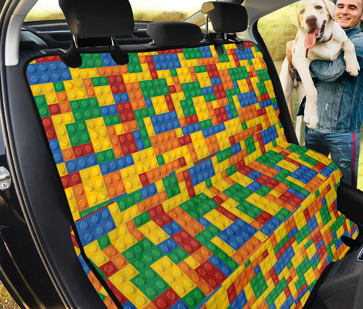 Plastic Building Blocks Pattern Print Pet Car Back Seat Cover