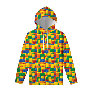 Plastic Building Blocks Pattern Print Pullover Hoodie