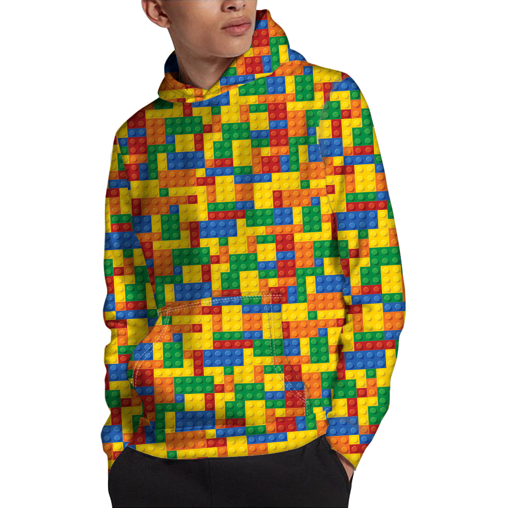 Plastic Building Blocks Pattern Print Pullover Hoodie