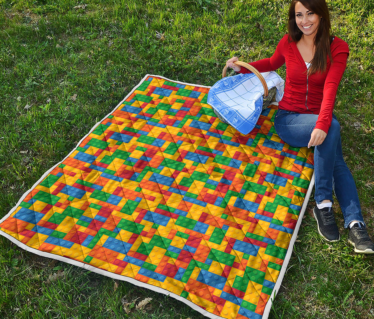 Plastic Building Blocks Pattern Print Quilt