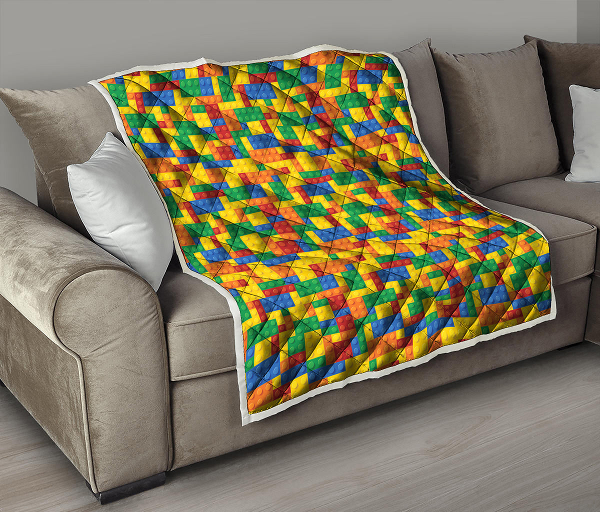 Plastic Building Blocks Pattern Print Quilt