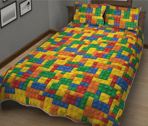 Plastic Building Blocks Pattern Print Quilt Bed Set