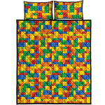 Plastic Building Blocks Pattern Print Quilt Bed Set