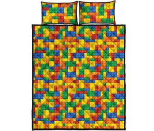 Plastic Building Blocks Pattern Print Quilt Bed Set