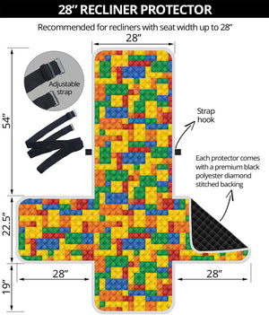 Plastic Building Blocks Pattern Print Recliner Protector