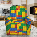 Plastic Building Blocks Pattern Print Recliner Slipcover