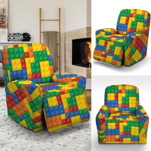 Plastic Building Blocks Pattern Print Recliner Slipcover