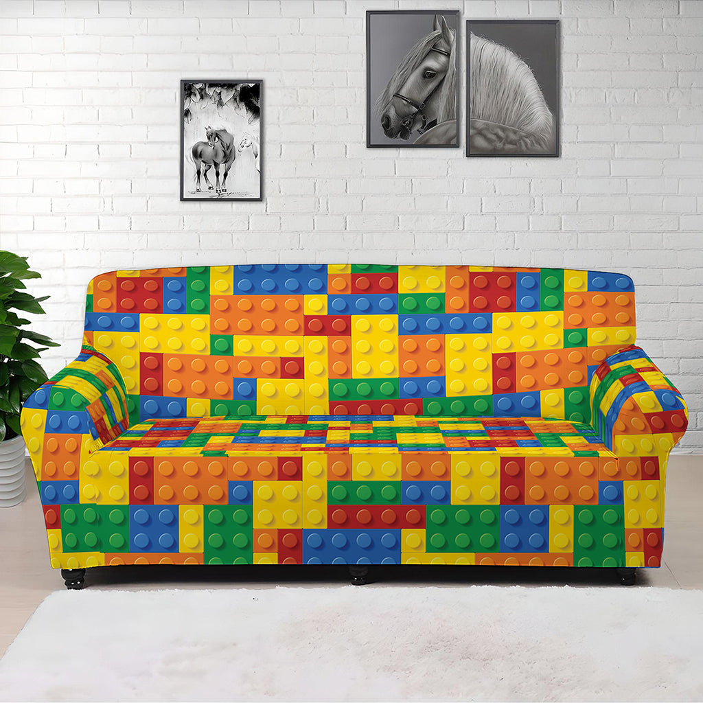 Plastic Building Blocks Pattern Print Sofa Cover