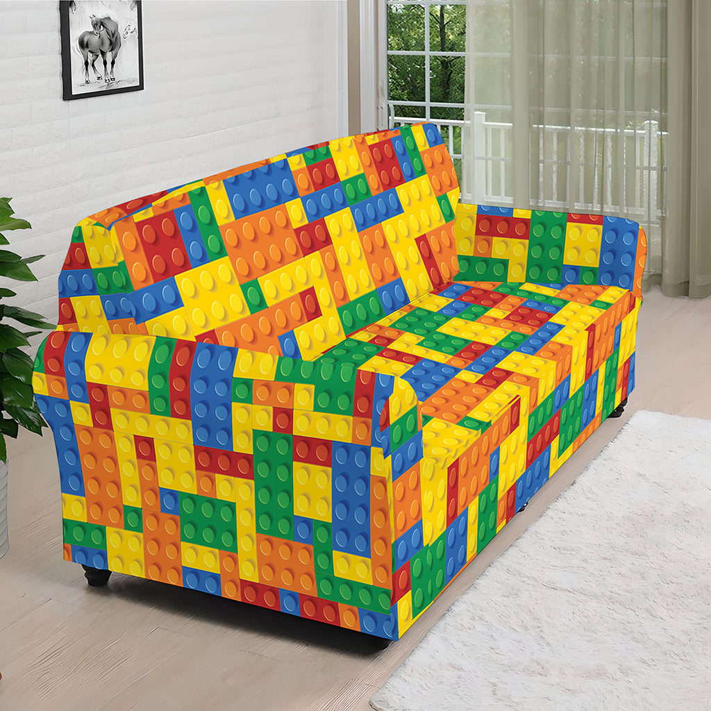 Plastic Building Blocks Pattern Print Sofa Cover