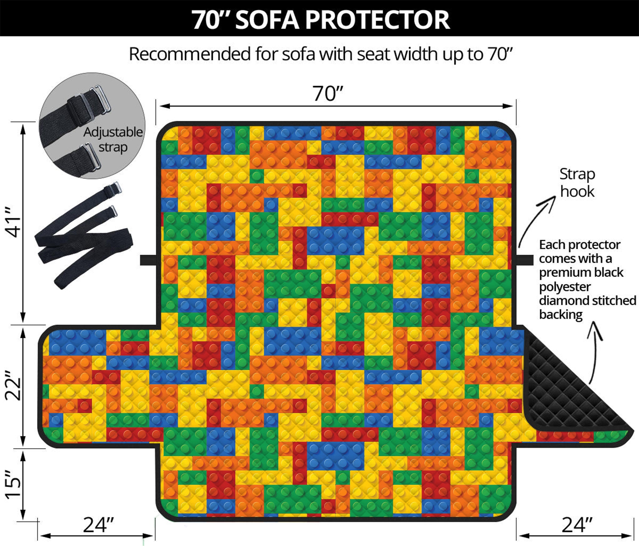 Plastic Building Blocks Pattern Print Sofa Protector