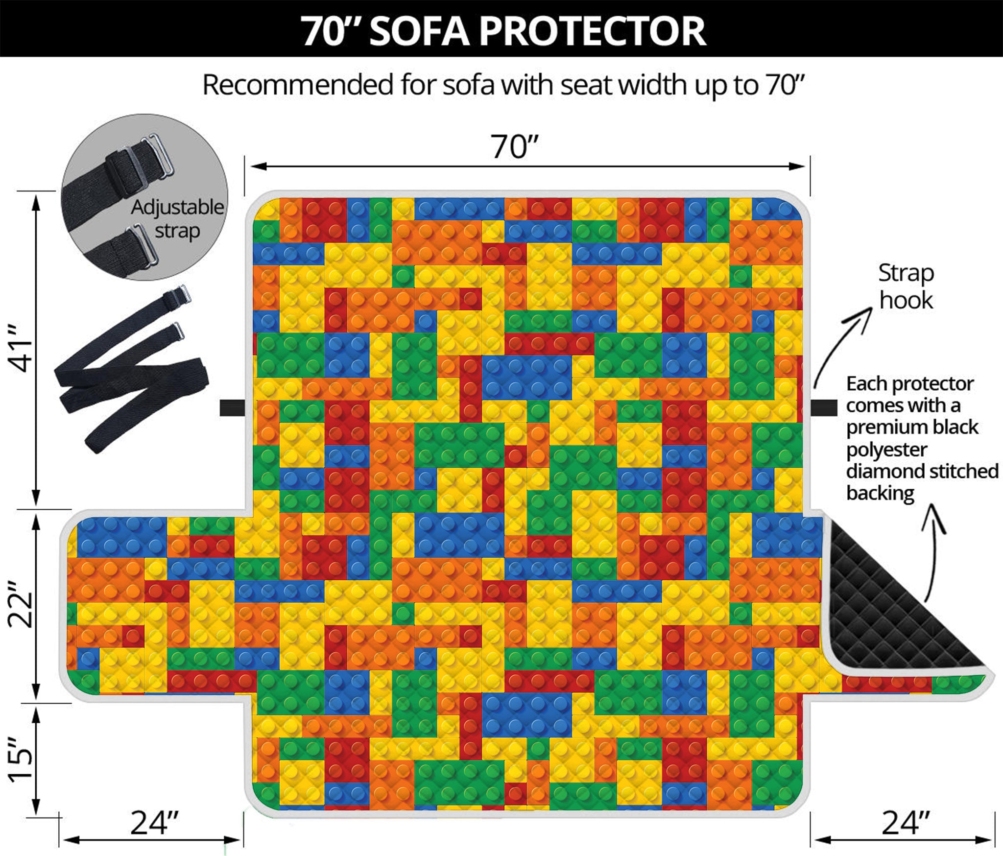 Plastic Building Blocks Pattern Print Sofa Protector