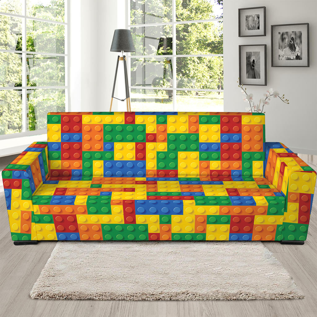 Plastic Building Blocks Pattern Print Sofa Slipcover