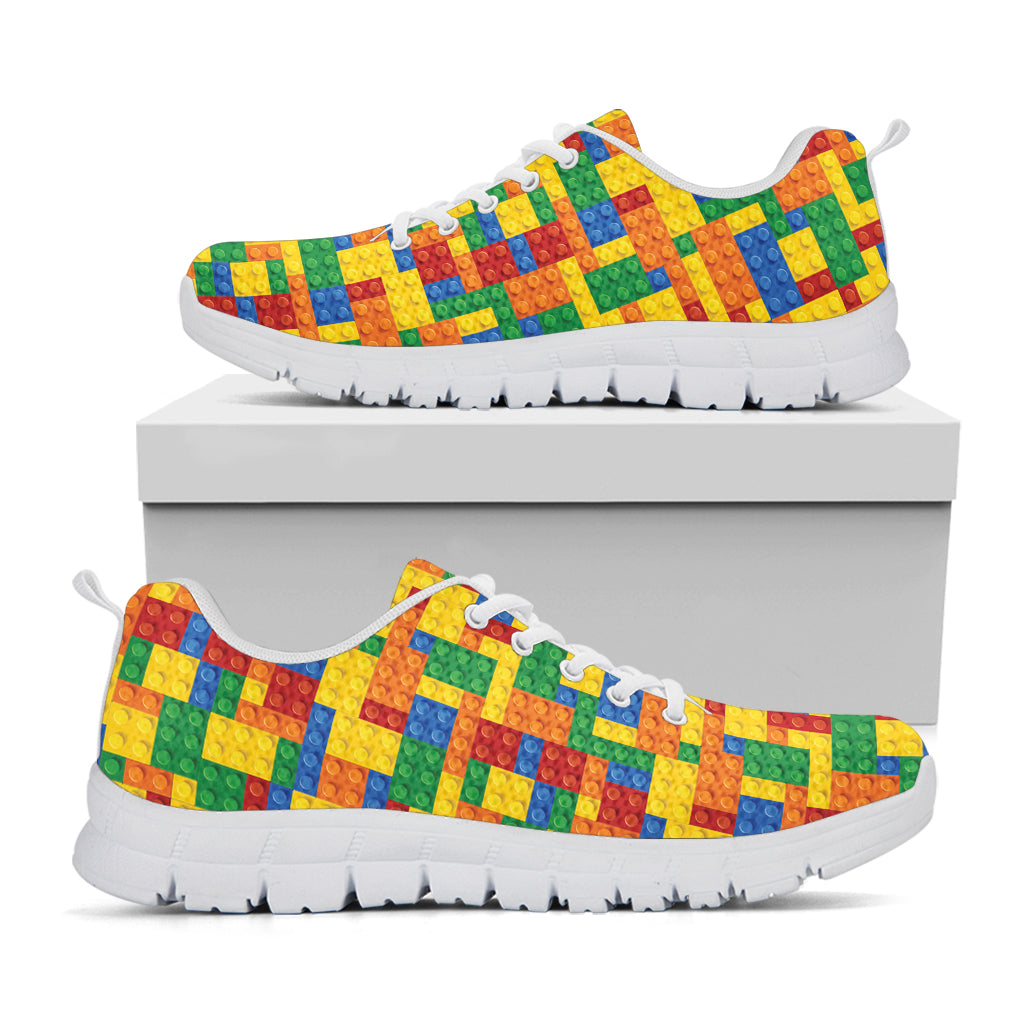 Plastic Building Blocks Pattern Print White Sneakers