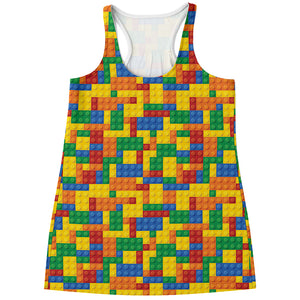 Plastic Building Blocks Pattern Print Women's Racerback Tank Top