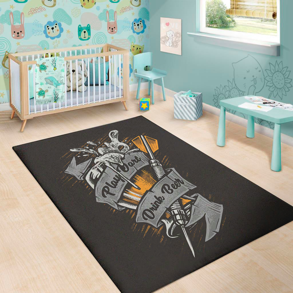 Play Dart Drink Beer Print Area Rug