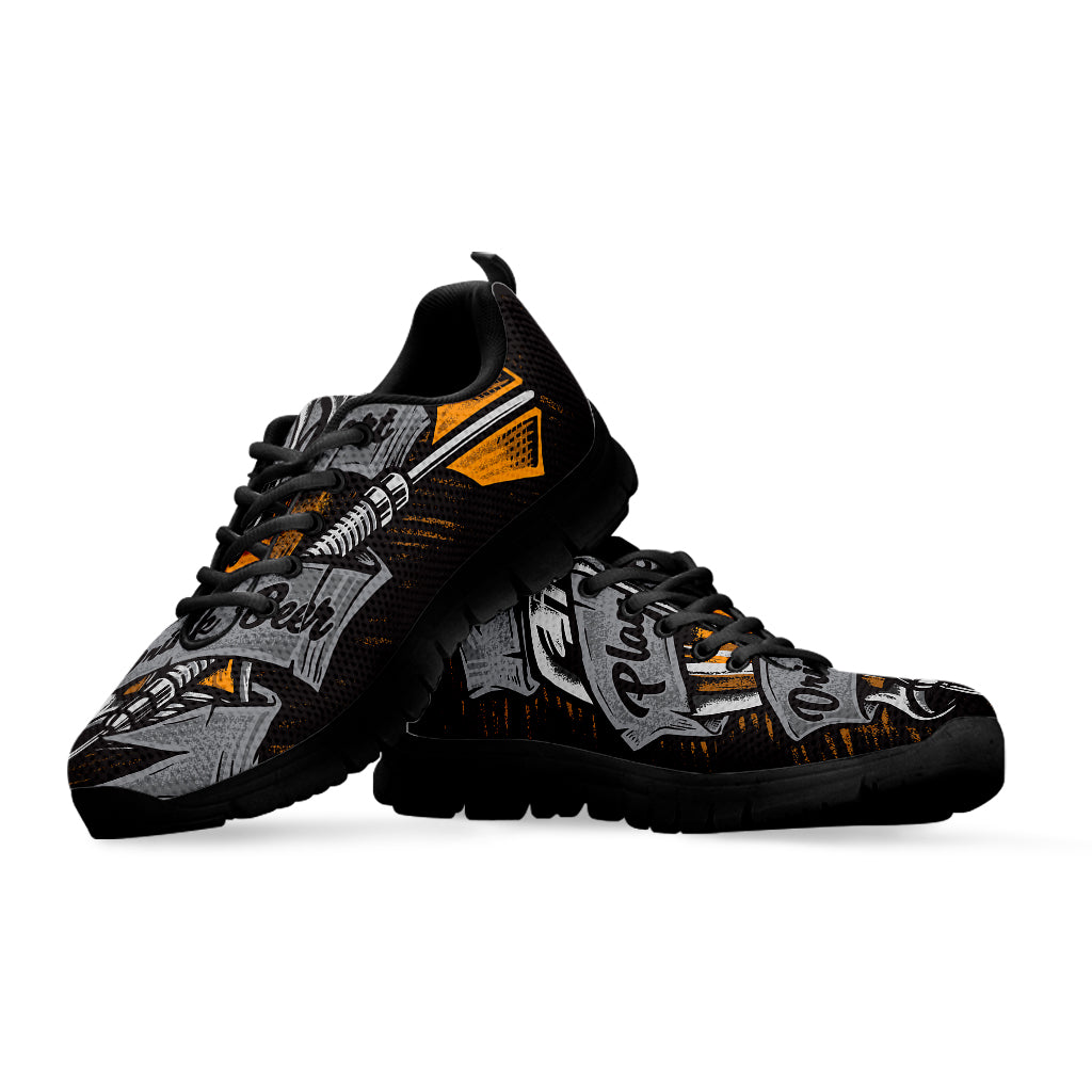 Play Dart Drink Beer Print Black Sneakers