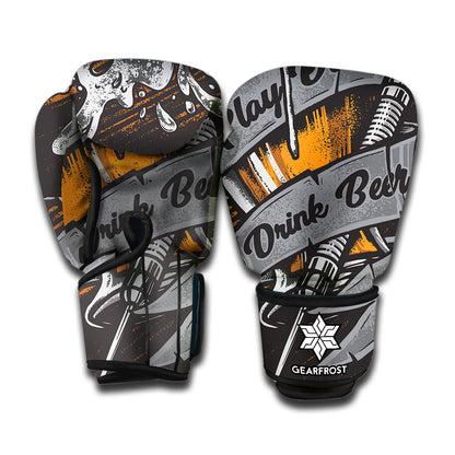 Play Dart Drink Beer Print Boxing Gloves