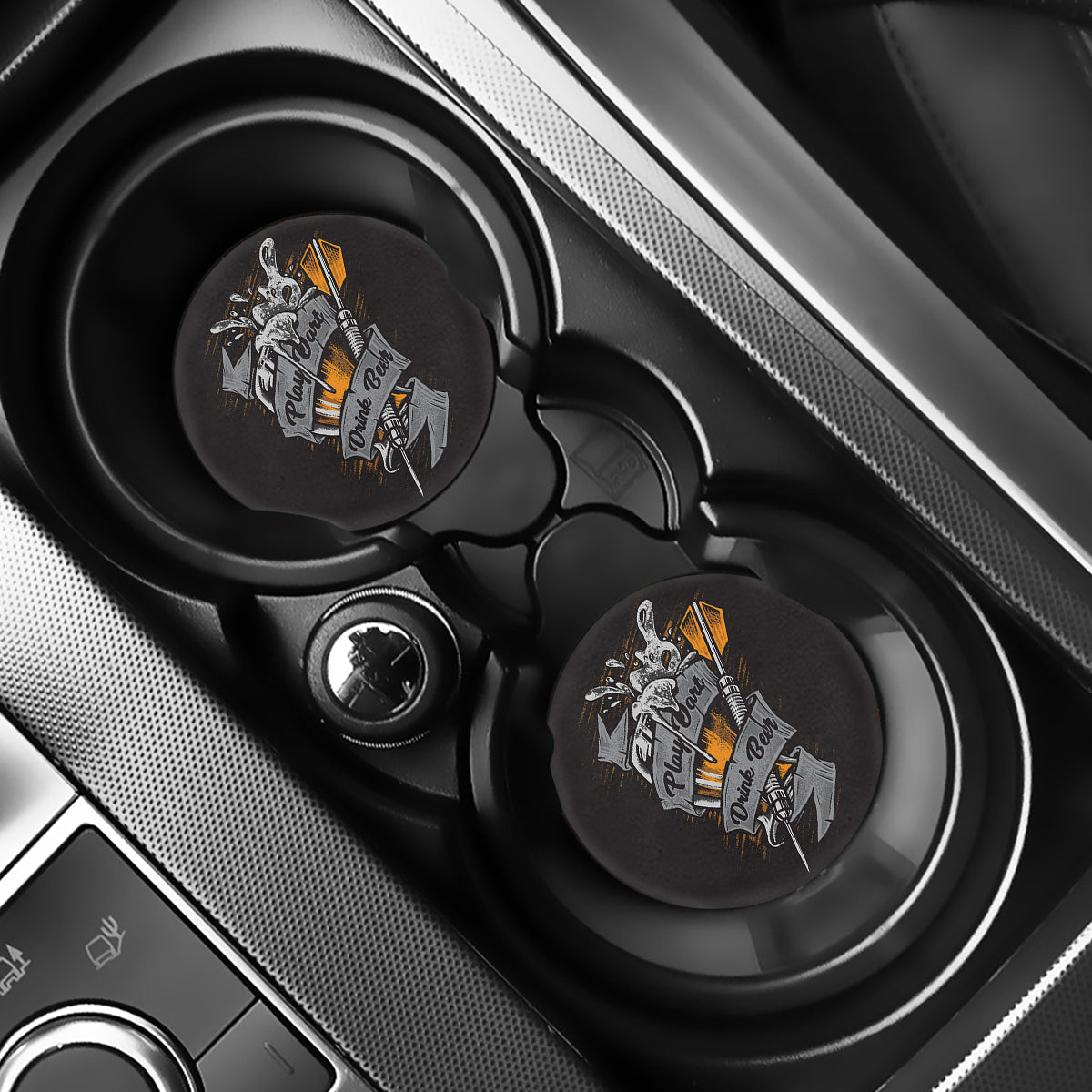 Play Dart Drink Beer Print Car Coasters