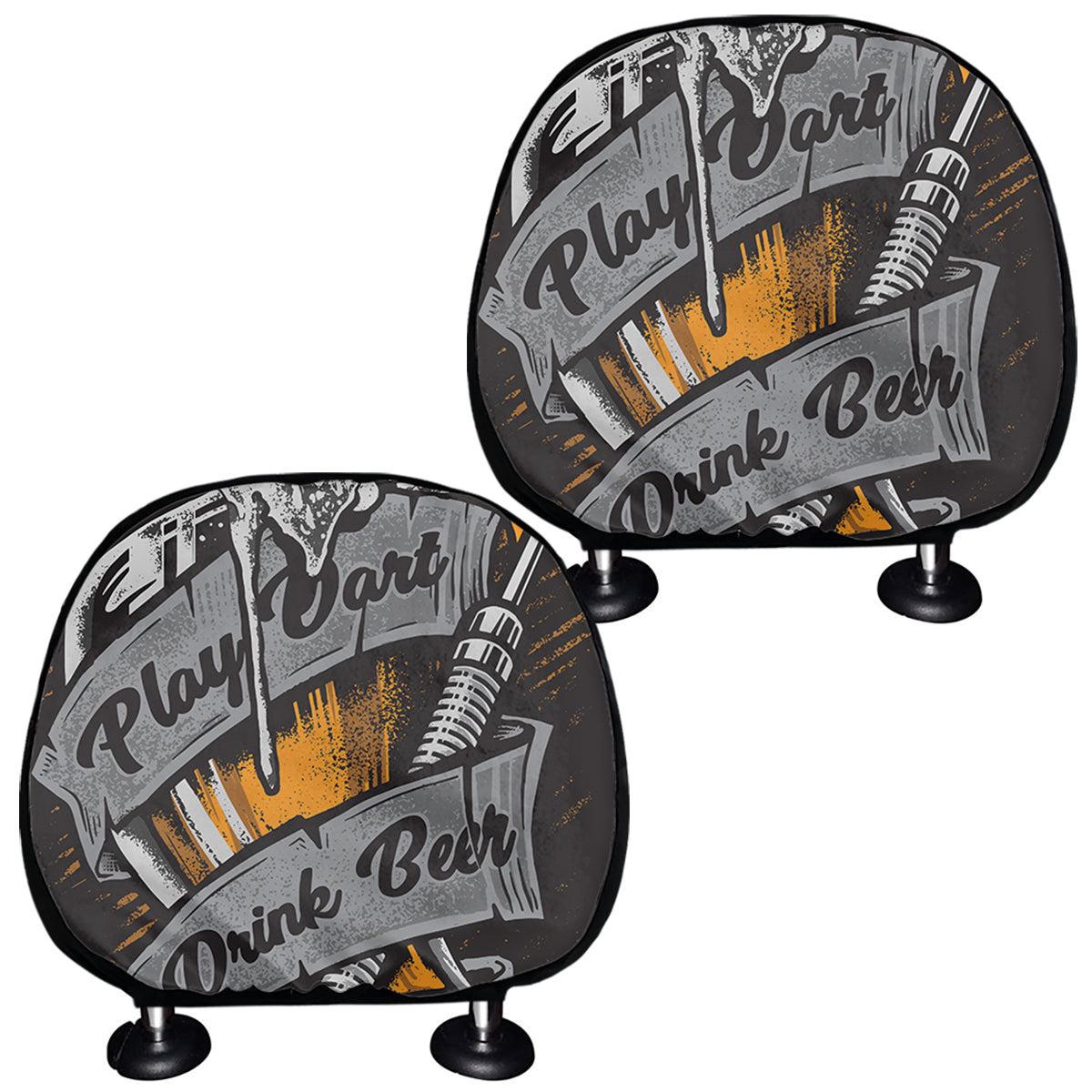 Play Dart Drink Beer Print Car Headrest Covers