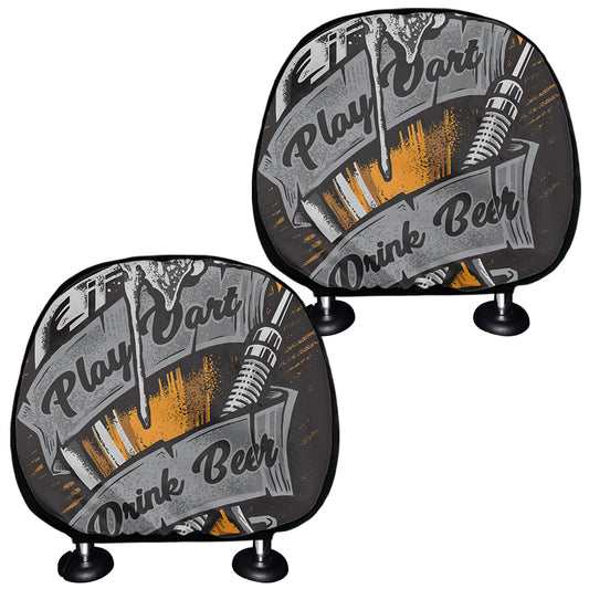 Play Dart Drink Beer Print Car Headrest Covers