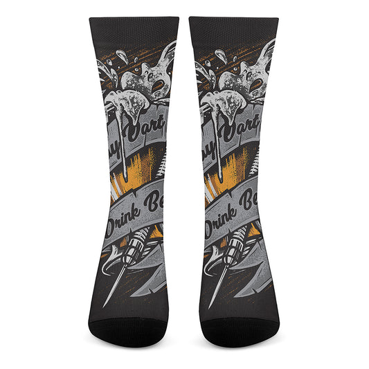 Play Dart Drink Beer Print Crew Socks