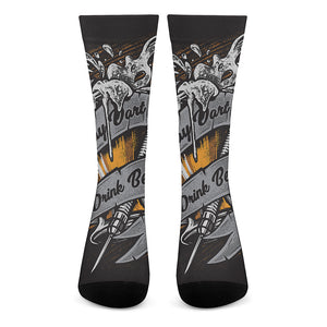 Play Dart Drink Beer Print Crew Socks