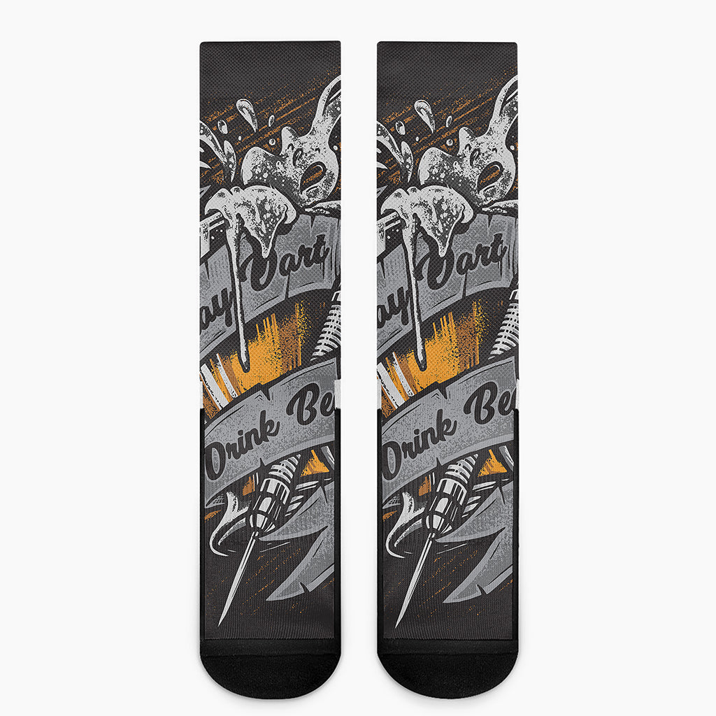 Play Dart Drink Beer Print Crew Socks