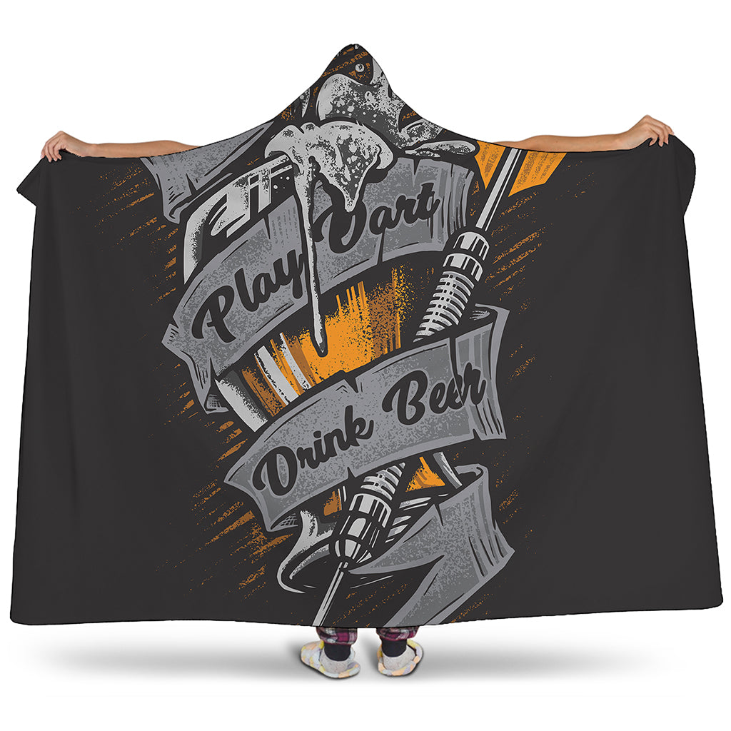 Play Dart Drink Beer Print Hooded Blanket