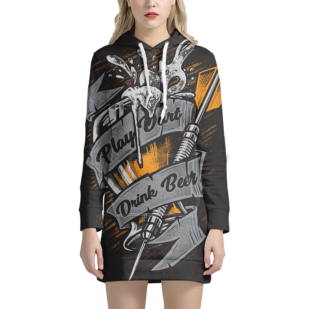 Play Dart Drink Beer Print Pullover Hoodie Dress