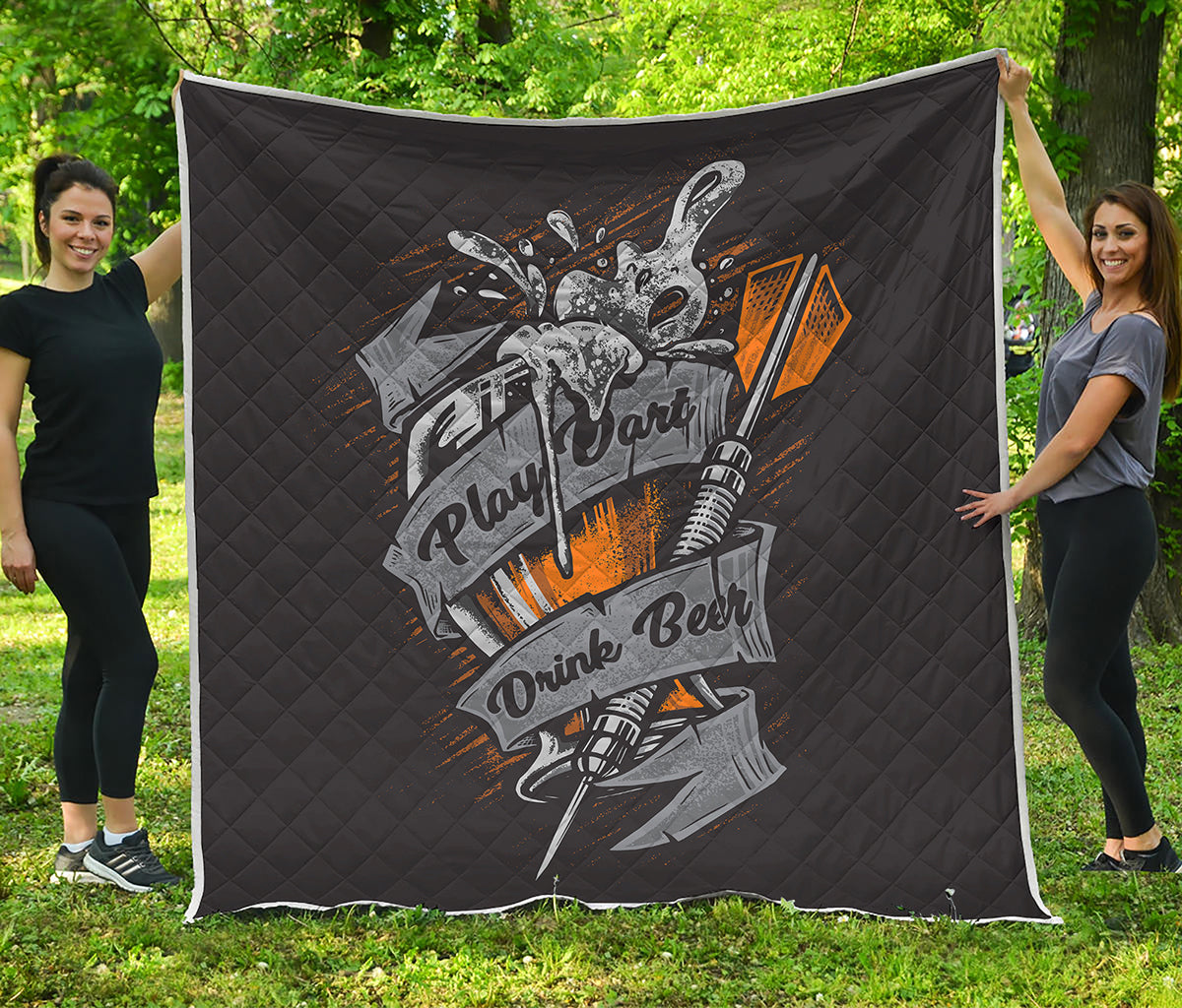 Play Dart Drink Beer Print Quilt