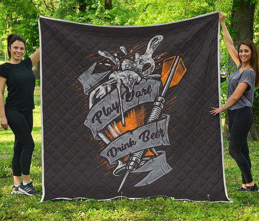 Play Dart Drink Beer Print Quilt