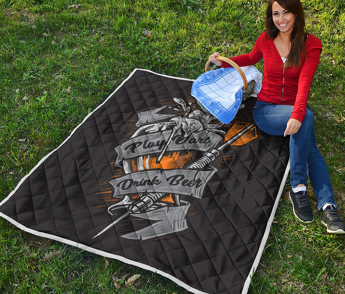 Play Dart Drink Beer Print Quilt