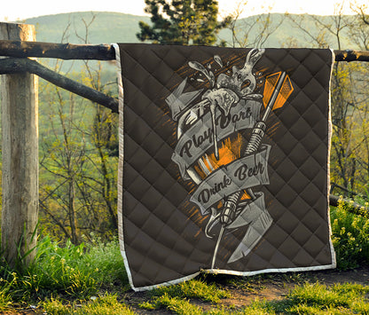 Play Dart Drink Beer Print Quilt
