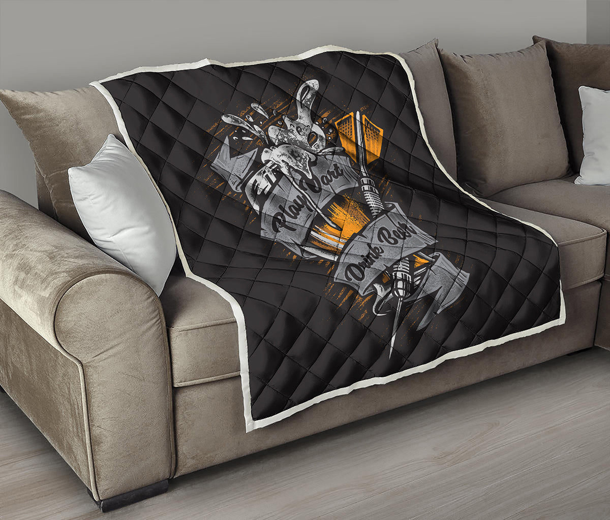Play Dart Drink Beer Print Quilt
