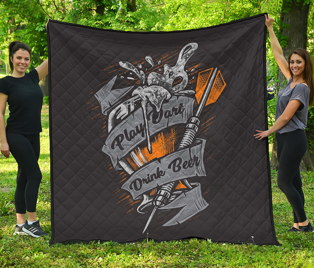 Play Dart Drink Beer Print Quilt