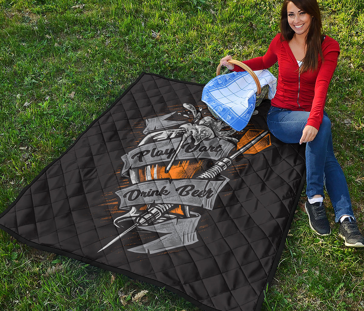 Play Dart Drink Beer Print Quilt