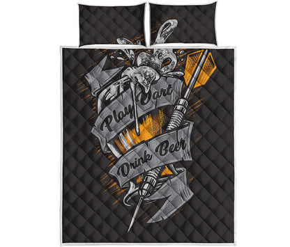 Play Dart Drink Beer Print Quilt Bed Set
