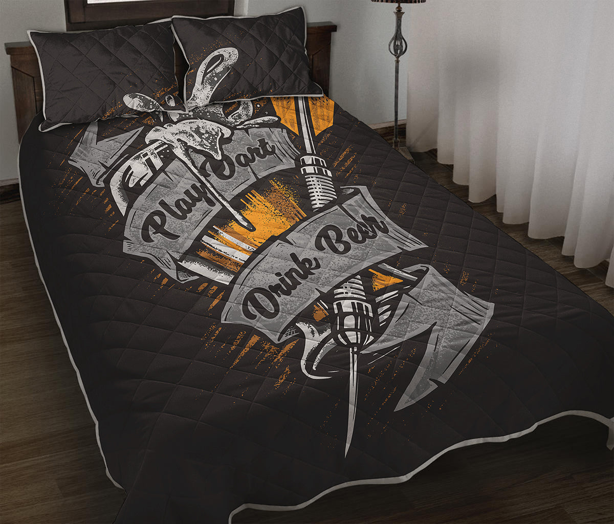 Play Dart Drink Beer Print Quilt Bed Set