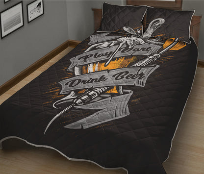 Play Dart Drink Beer Print Quilt Bed Set