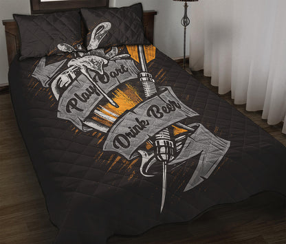 Play Dart Drink Beer Print Quilt Bed Set