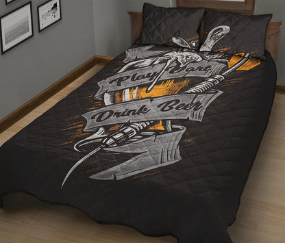 Play Dart Drink Beer Print Quilt Bed Set