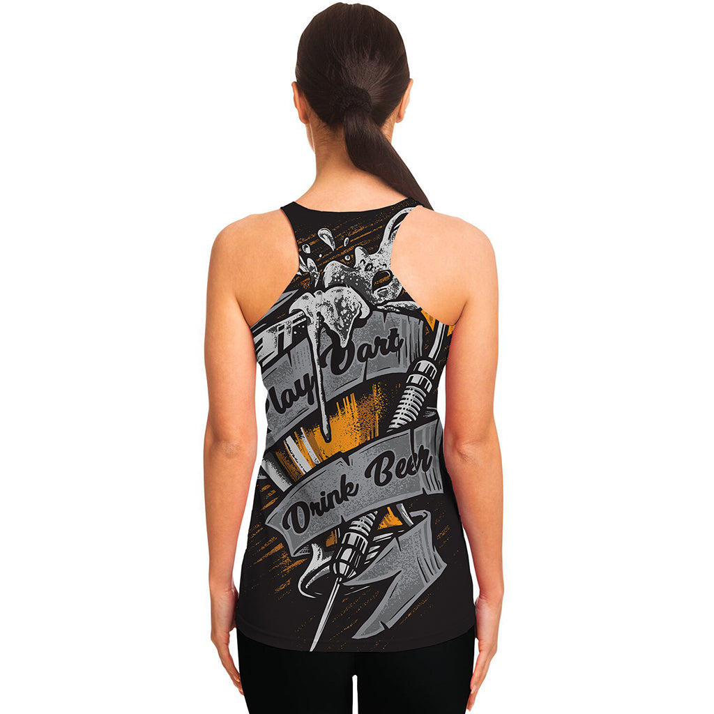 Play Dart Drink Beer Print Women's Racerback Tank Top