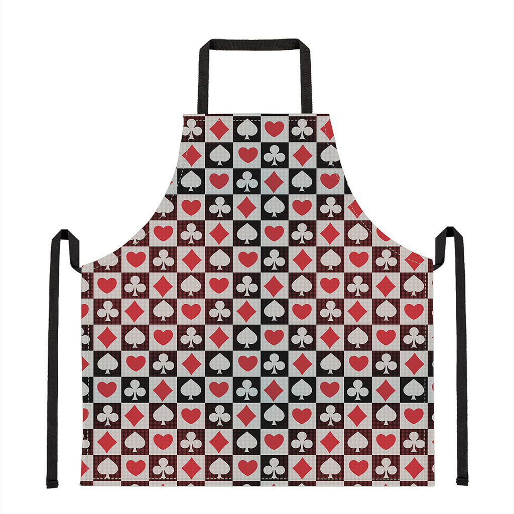 Playing Card Suits Check Pattern Print Apron