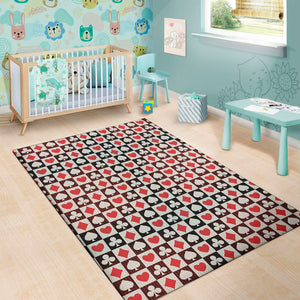 Playing Card Suits Check Pattern Print Area Rug