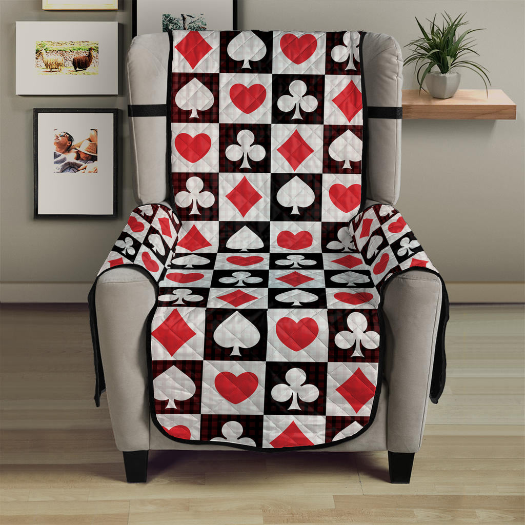 Playing Card Suits Check Pattern Print Armchair Protector