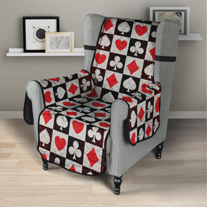 Playing Card Suits Check Pattern Print Armchair Protector