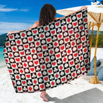 Playing Card Suits Check Pattern Print Beach Sarong Wrap